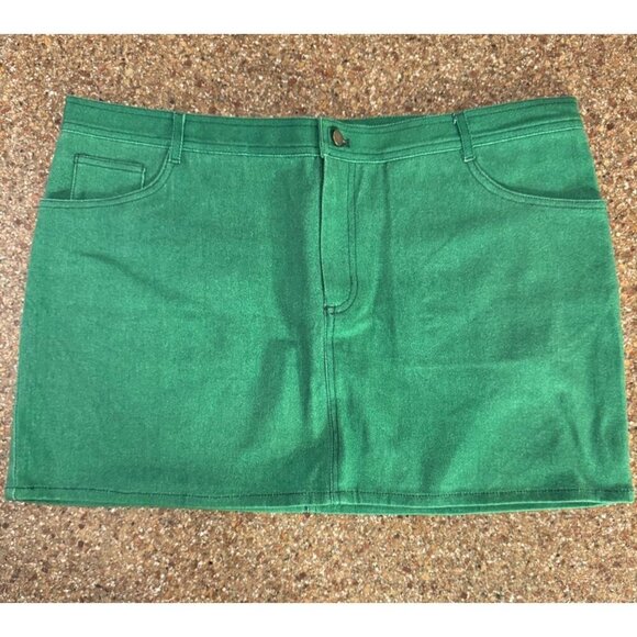 Megan Renee Dresses & Skirts - Megan Renee Womens Kelly Green Denim Casual Mini Skirt Size L Pockets Zip